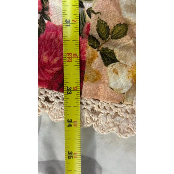 Zimmermann Linen Floral Patchwork Mini Dress Crochet Trim Multicolor NWT - Picture 9 of 11